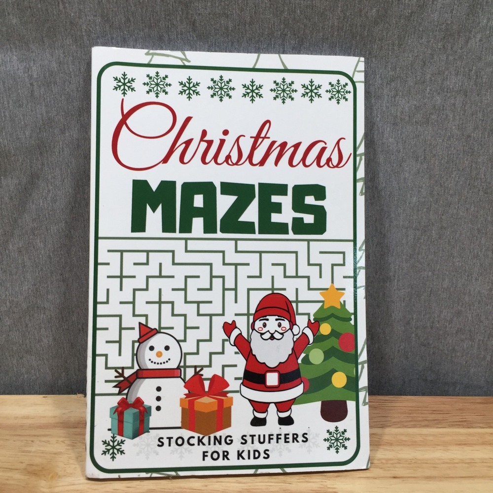 D&Z Little Press Kids Activity Book Christmas Mazes Puzzles 6x9 White Excellent